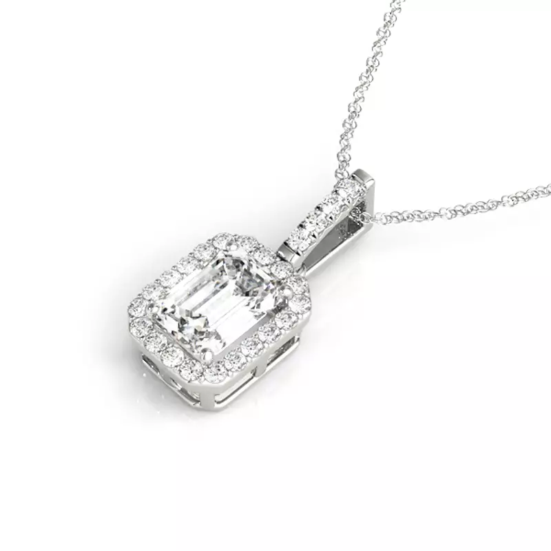 18K White Gold Laken Halo Necklace