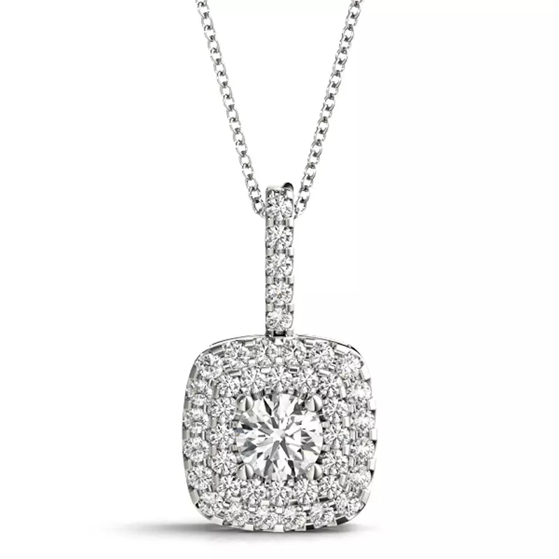 18K White Gold Corinna Halo Necklace