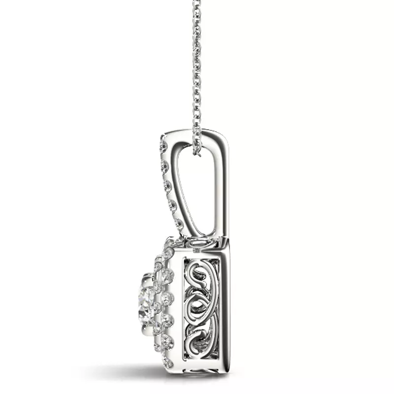 18K White Gold Corinna Halo Necklace