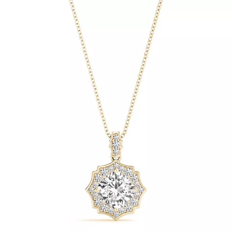 14K Yellow Gold Emerson Halo Necklace