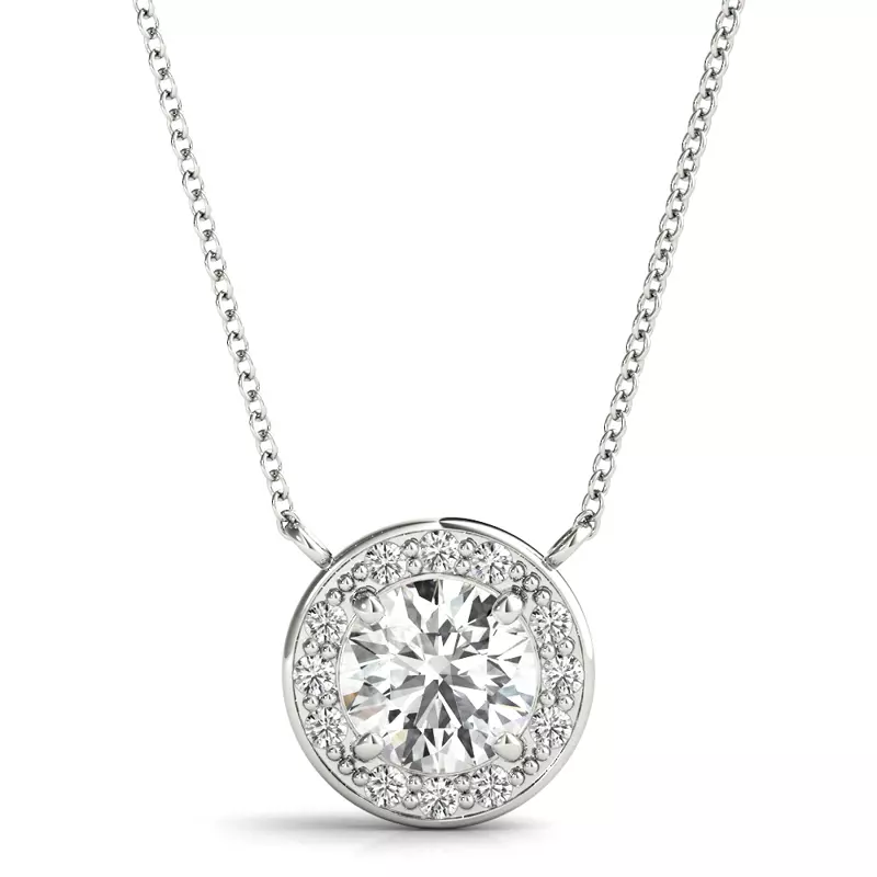 18K White Gold Avianna Halo Necklace