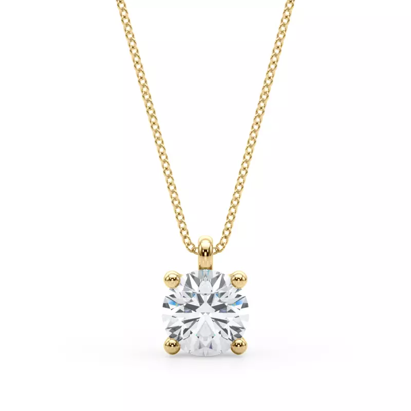 18K Yellow Gold Reislin Traditional Solitaire Diamond Necklace
