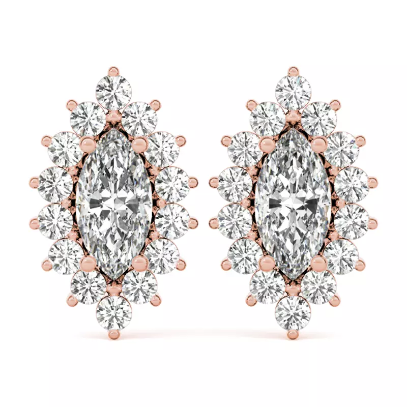 14K Rose Gold Skyler Halo Earrings