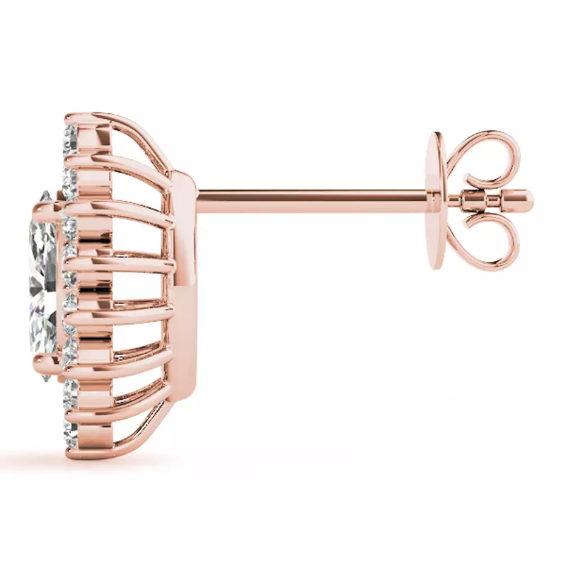 14K Rose Gold Skyler Halo Earrings