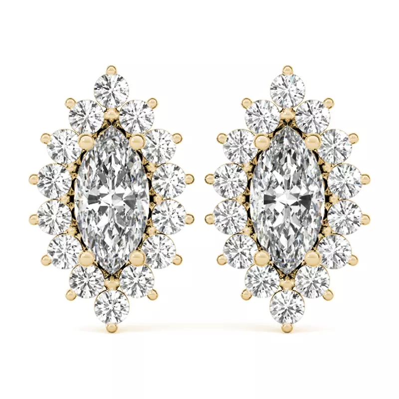 14K Yellow Gold Skyler Halo Earrings