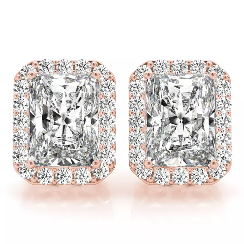 14K Rose Gold Olivia Halo Earrings