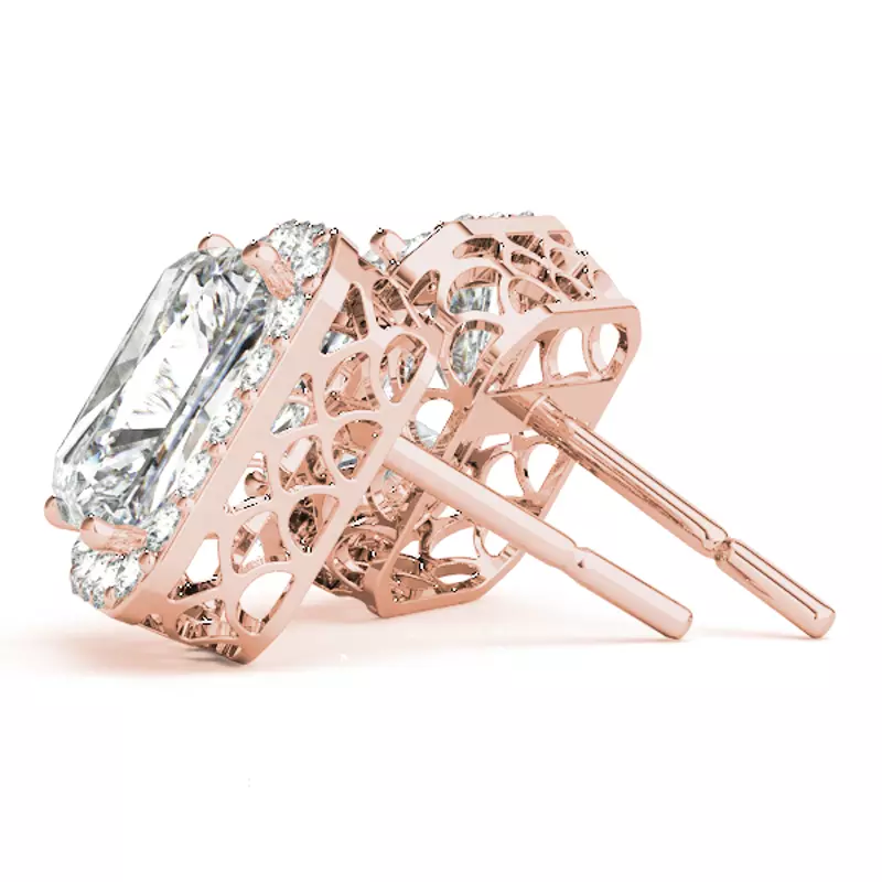 14K Rose Gold Olivia Halo Earrings