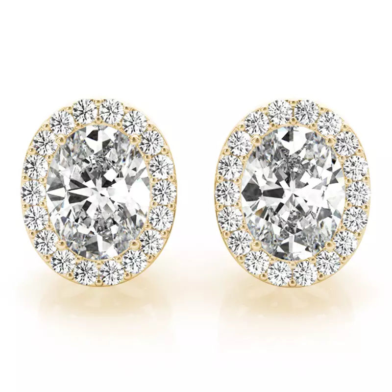 18K Yellow Gold Tristan Halo Earrings