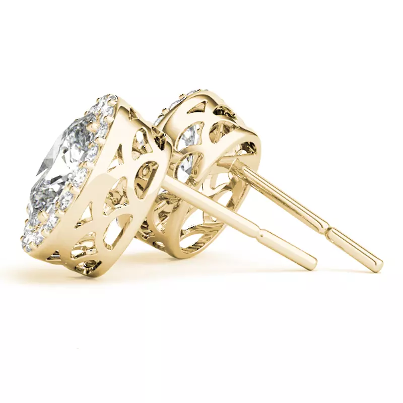 18K Yellow Gold Tristan Halo Earrings