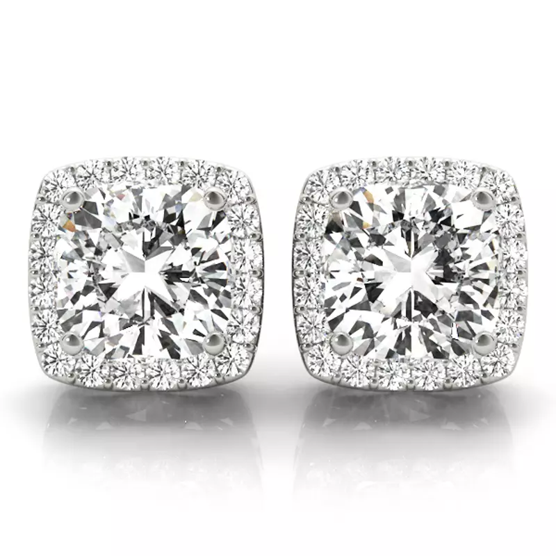 14K White Gold Rianna Halo Earrings