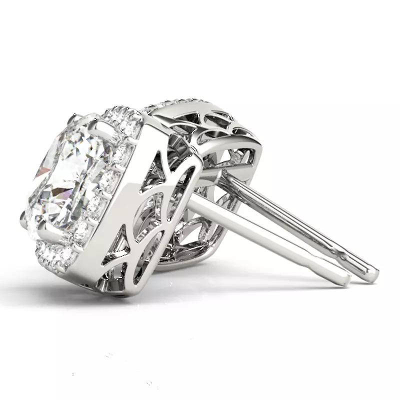 14K White Gold Rianna Halo Earrings
