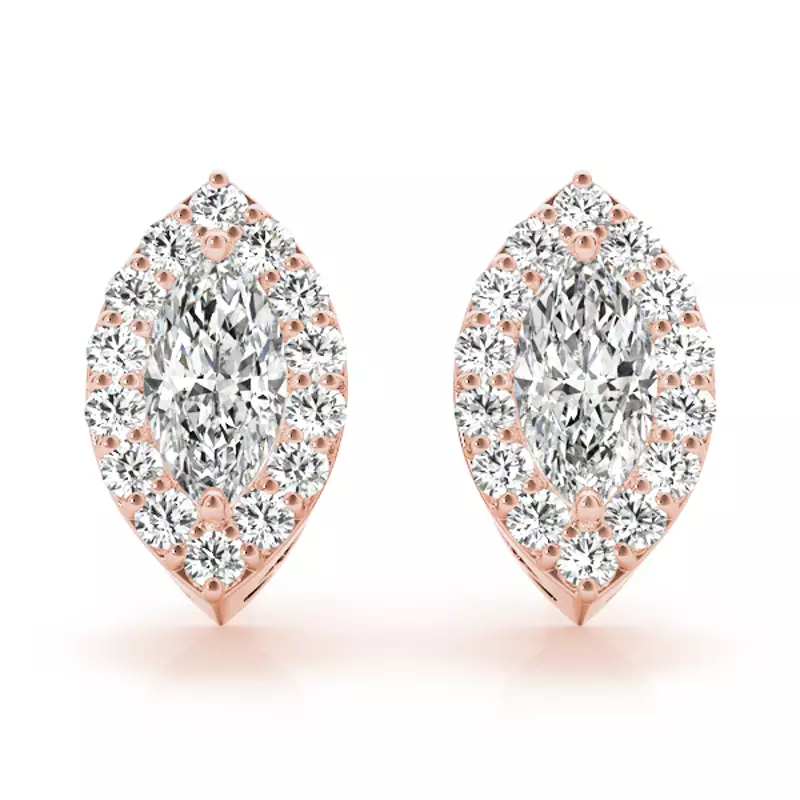 14K Rose Gold Gwen Halo Earrings