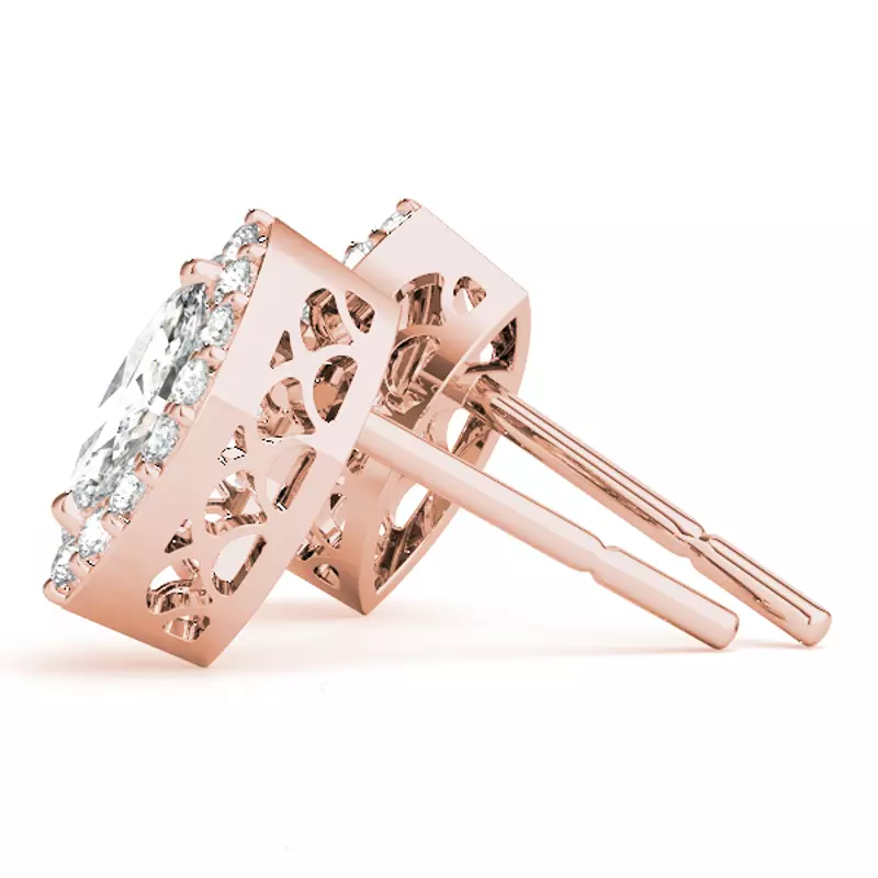 14K Rose Gold Gwen Halo Earrings