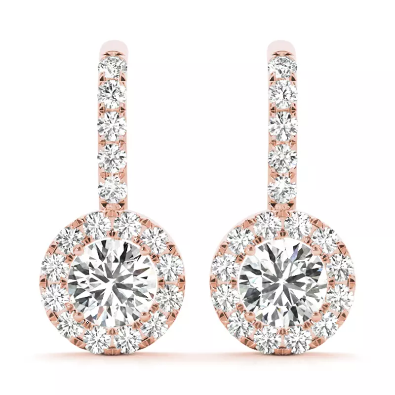 14K Rose Gold Rosie Drop Halo Earrings