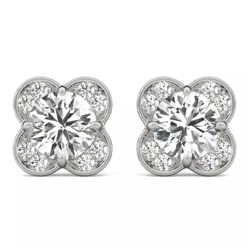 14K White Gold Butterfly Halo Earrings