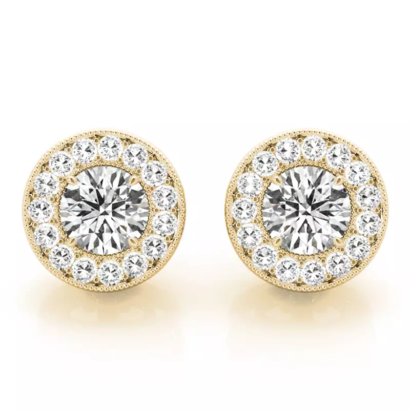 14K Yellow Gold Roxy Halo Earrings
