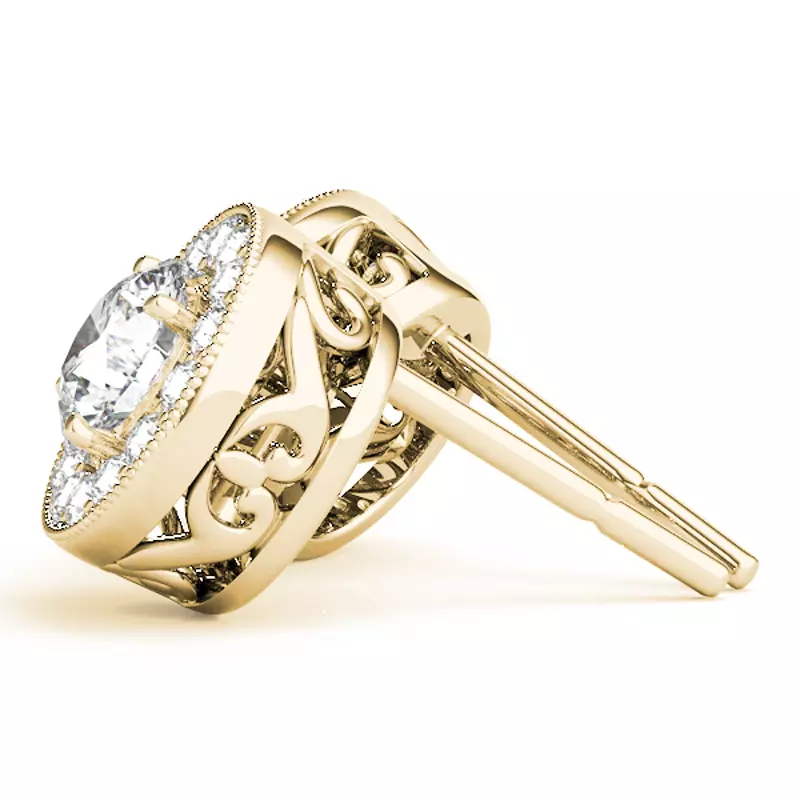 14K Yellow Gold Roxy Halo Earrings