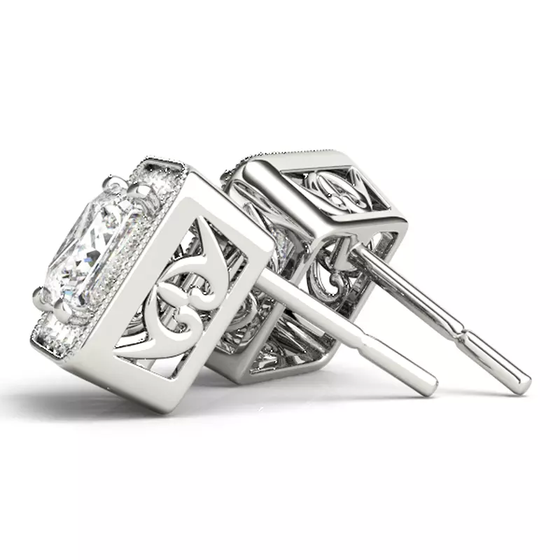 14K White Gold Cameron Halo Earrings