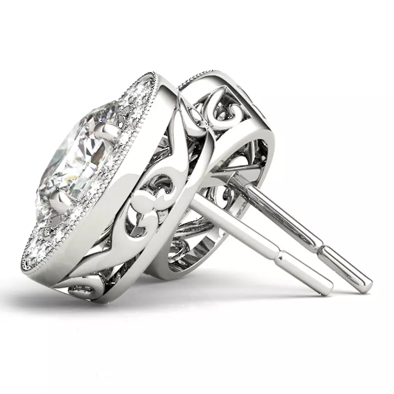 Platinum Nadia Halo Earrings