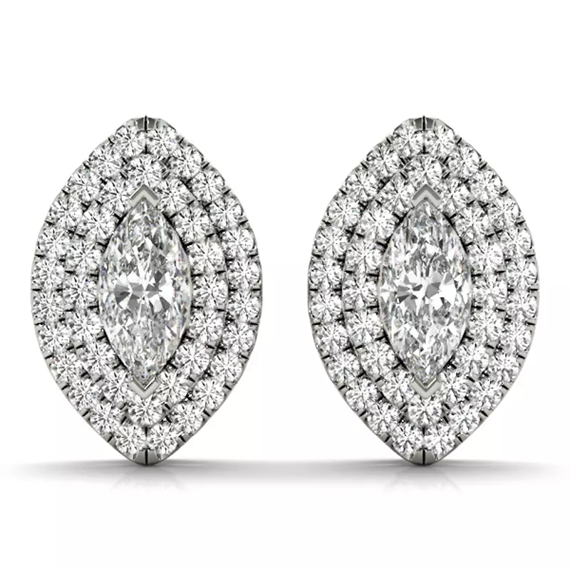 14K White Gold Sara Double Halo Earrings