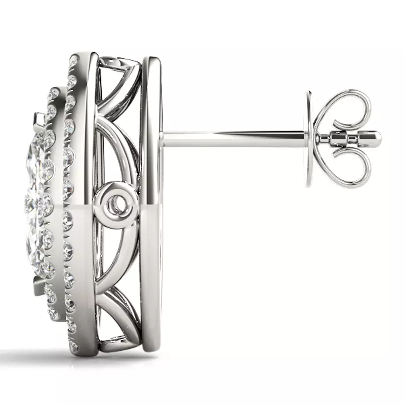 14K White Gold Sara Double Halo Earrings