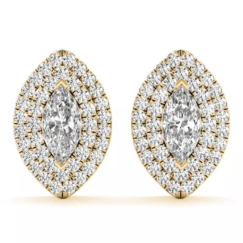 14K Yellow Gold Sara Double Halo Earrings