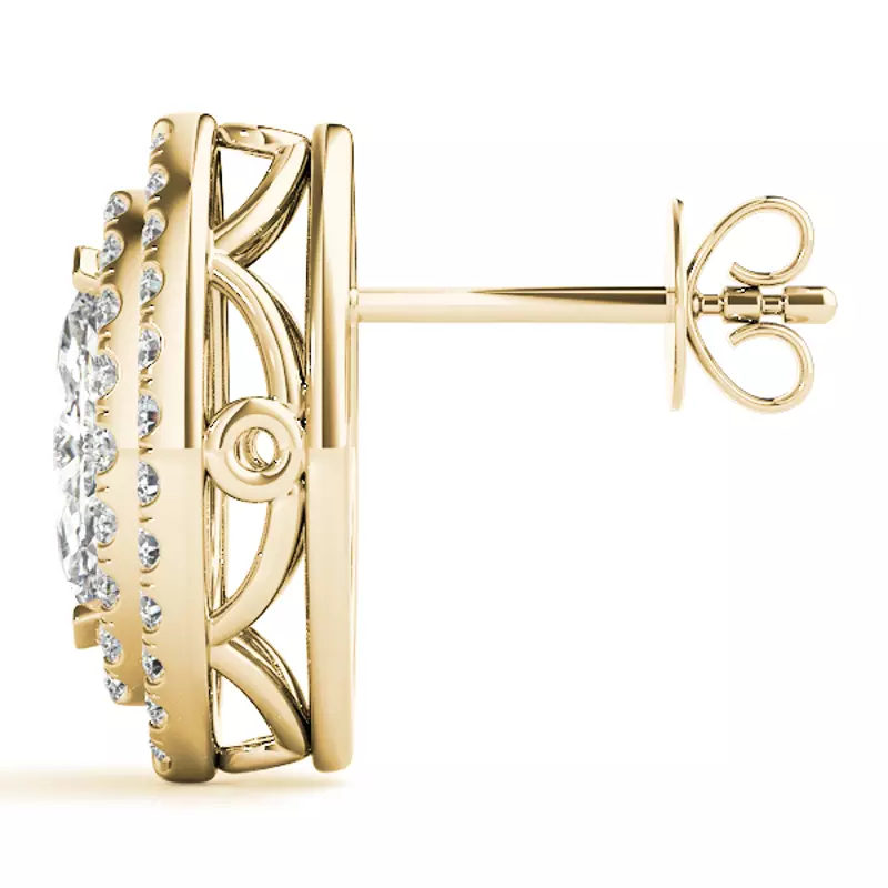 14K Yellow Gold Sara Double Halo Earrings