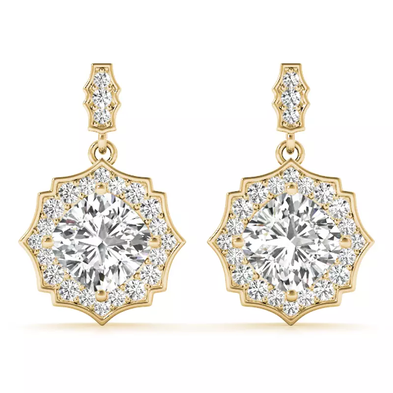 14K Yellow Gold Betsy Halo Earrings