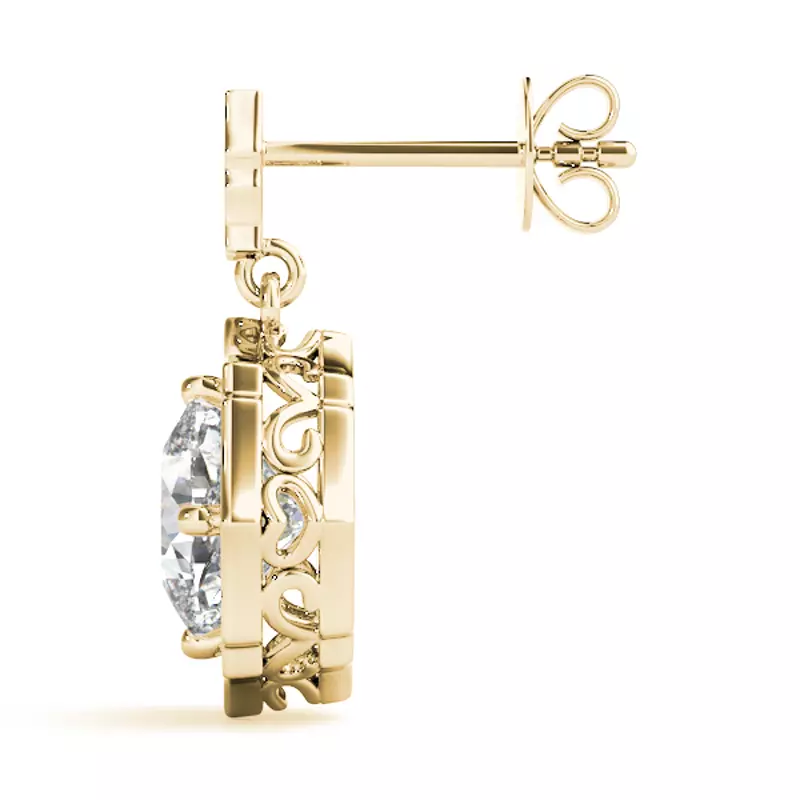 14K Yellow Gold Betsy Halo Earrings