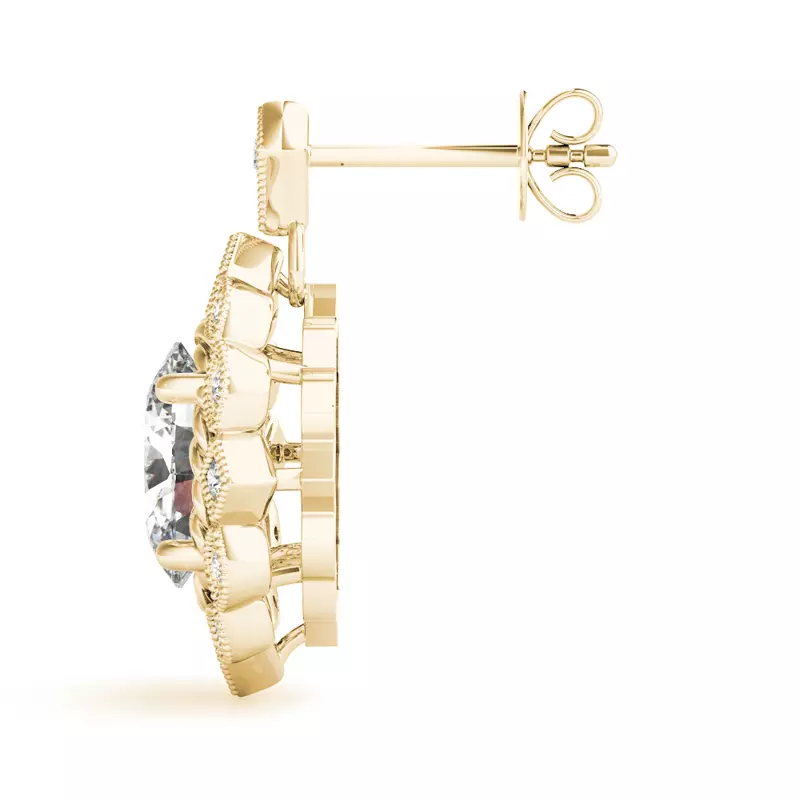 14K Yellow Gold Charleston Vintage Halo Earrings