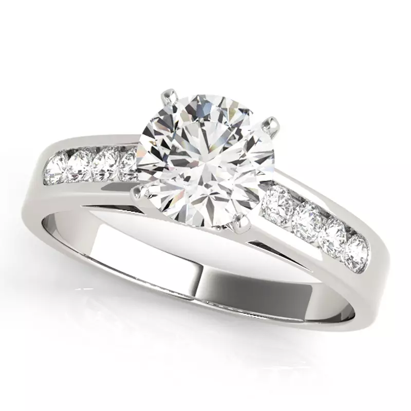 14K White Gold Mauve Channel Diamond Engagement Ring