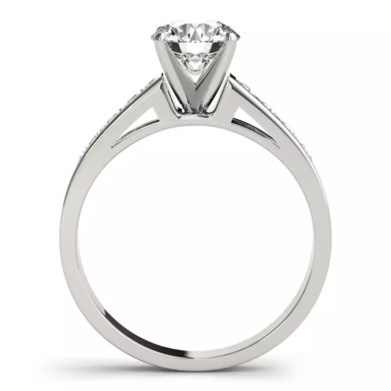 14K White Gold Mauve Channel Diamond Engagement Ring