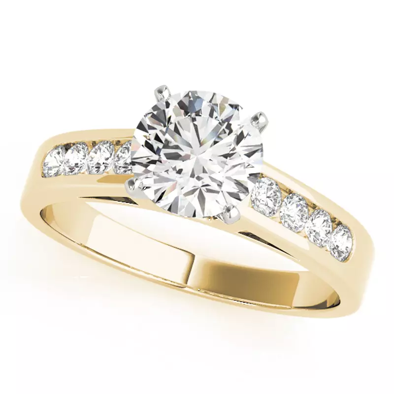 14K Yellow Gold Mauve Channel Diamond Engagement Ring