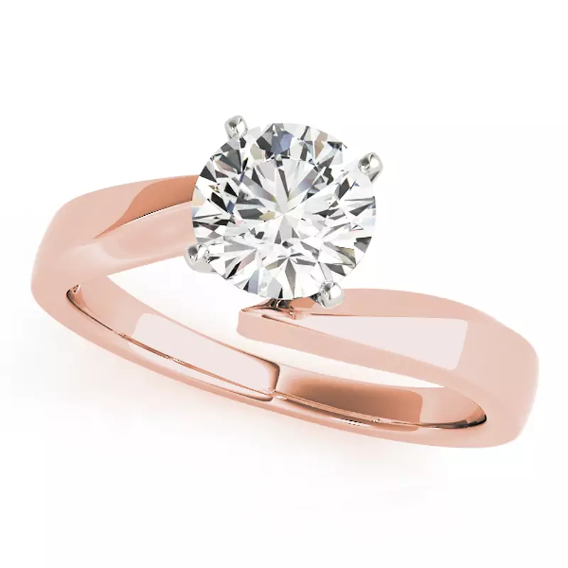 14K Rose Gold Ester Solitaire Bypass Engagement Ring