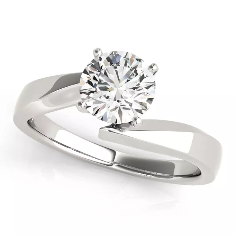 18K White Gold Ester Solitaire Bypass Engagement Ring