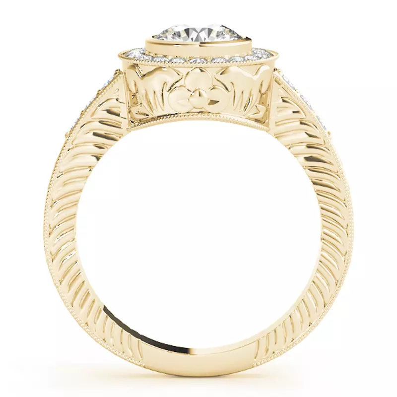 14K Yellow Gold Hape Halo Engagement Ring