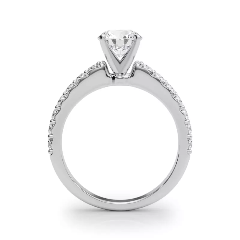 14K White Gold Malibu French Pavé Diamond Engagement Ring