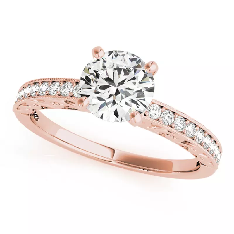 14K Rose Gold Sariah Vintage Inspired Channel Diamond Engagement Ring