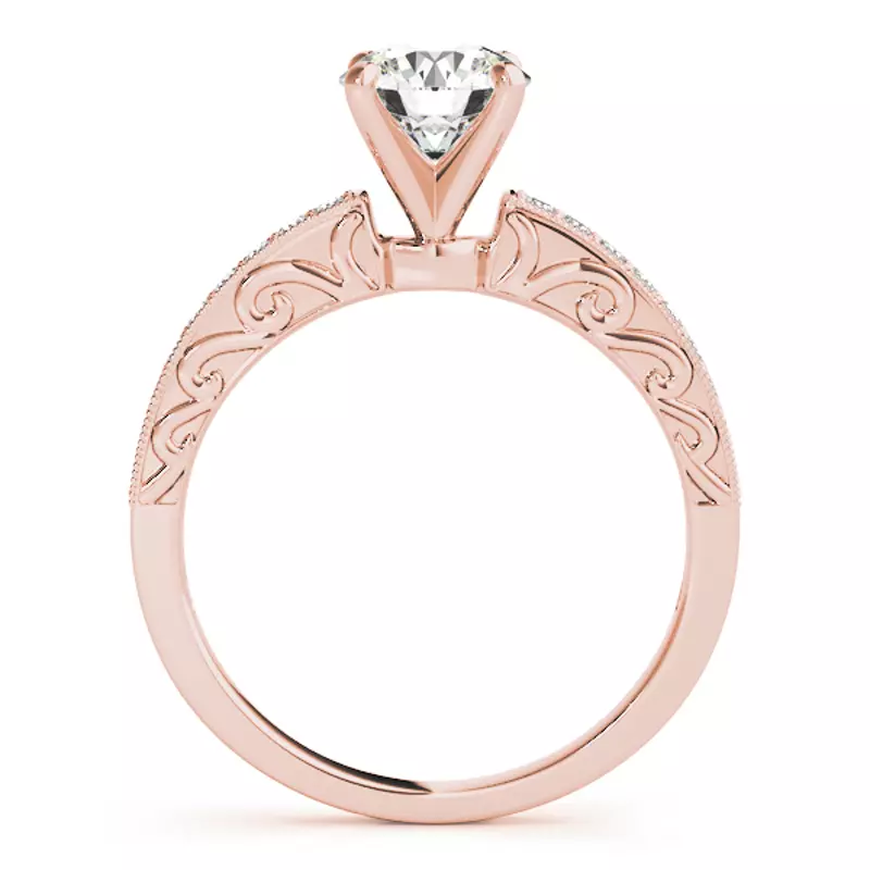 14K Rose Gold Sariah Vintage Inspired Channel Diamond Engagement Ring