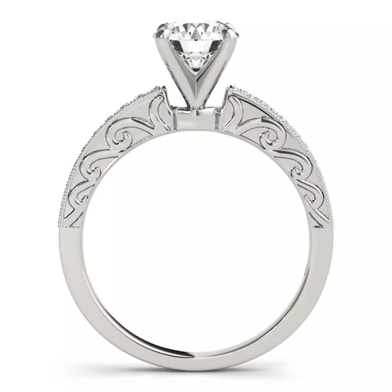 14K White Gold Sariah Vintage Inspired Channel Diamond Engagement Ring