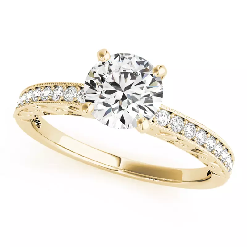 14K Yellow Gold Sariah Vintage Inspired Channel Diamond Engagement Ring