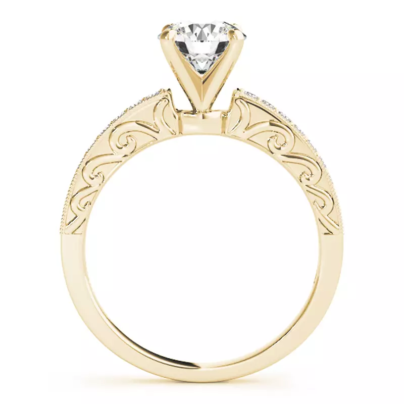 14K Yellow Gold Sariah Vintage Inspired Channel Diamond Engagement Ring