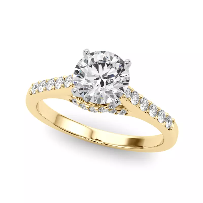 14K Yellow Gold Navi Pavé Diamond Engagement Ring