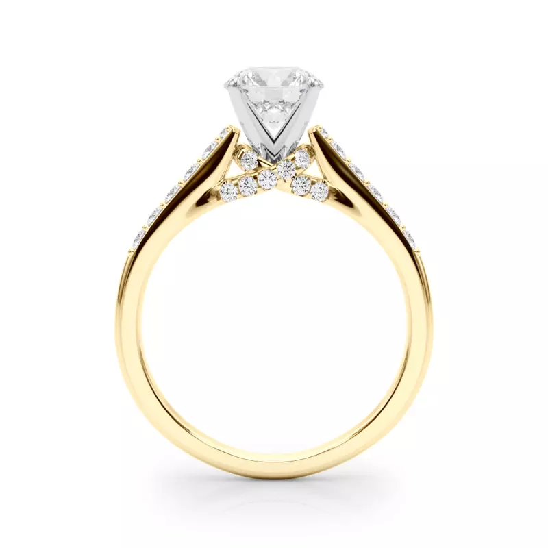 14K Yellow Gold Navi Pavé Diamond Engagement Ring