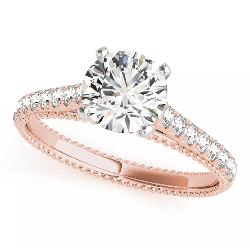 14K Rose Gold Bess Vintage Inspired Pavé Diamond Engagement Ring