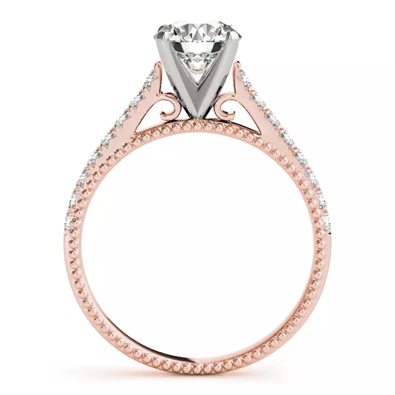 14K Rose Gold Bess Vintage Inspired Pavé Diamond Engagement Ring