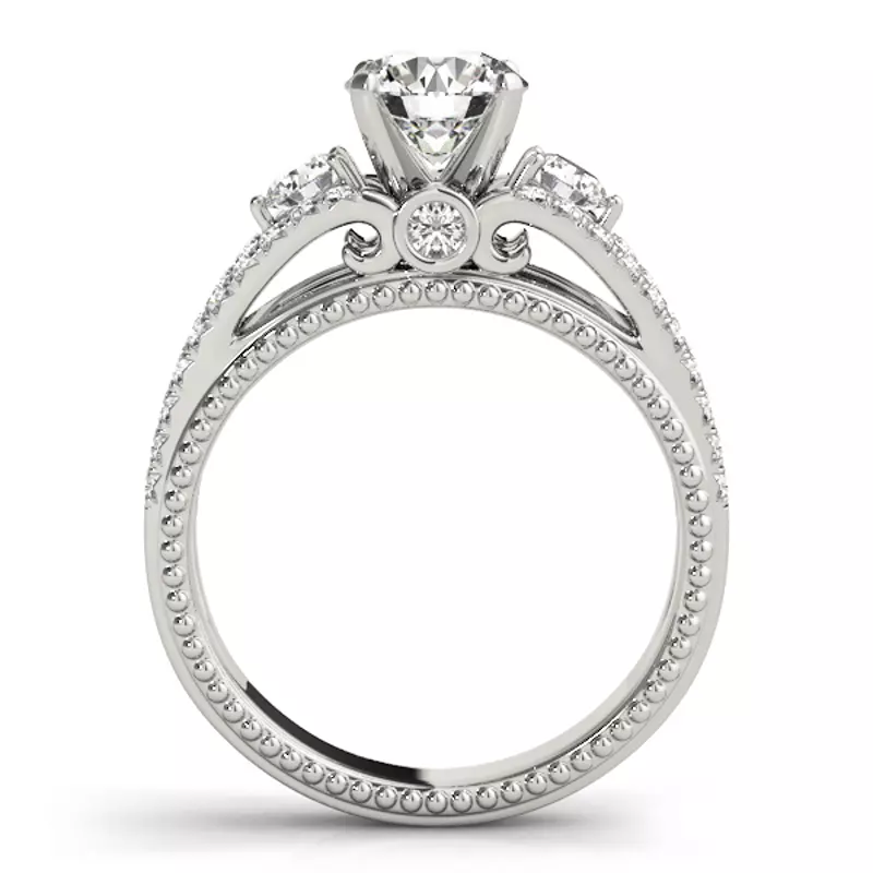 14K White Gold Devi 2 Row Pavé Diamond Engagement Ring