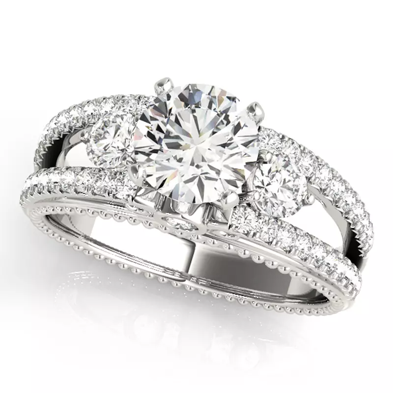 18K White Gold Devi 2 Row Pavé Diamond Engagement Ring