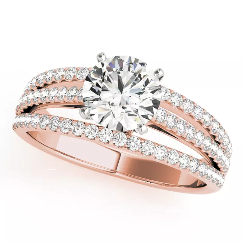 14K Rose Gold Salma 3 Row Pavé Diamond Engagement Ring