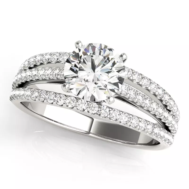 14K White Gold Salma 3 Row Pavé Diamond Engagement Ring